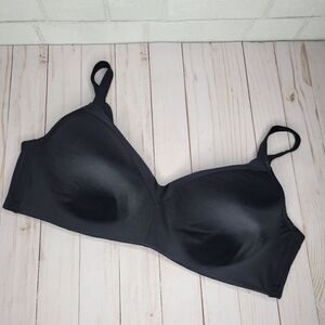 Auden Black Satin Microfiber Lightly Lined Wirefree Bra
